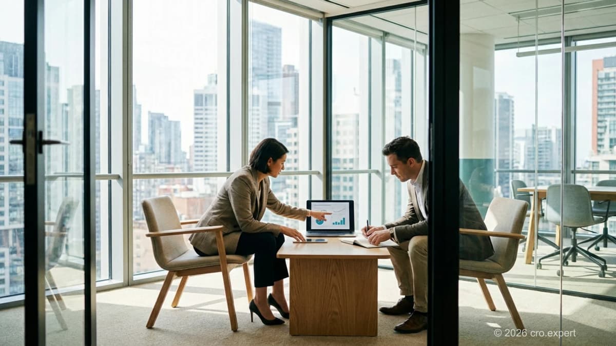 Sales leader building a champion relationship during an enterprise buying committee review