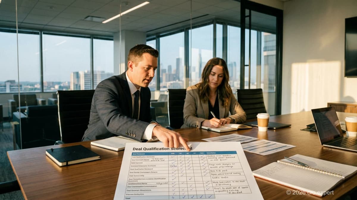 MEDDPICC sales qualification framework deal review session between enterprise AE and sales manager