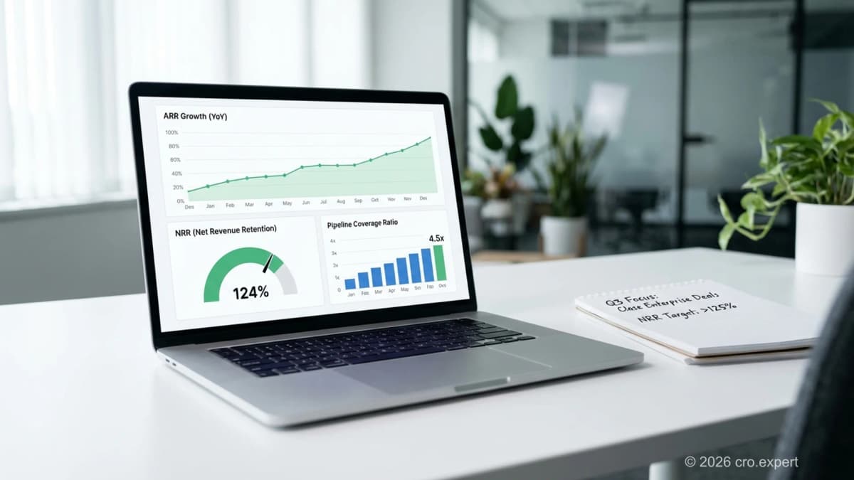 PE board meeting with CEO and CRO presenting revenue predictability metrics to investors