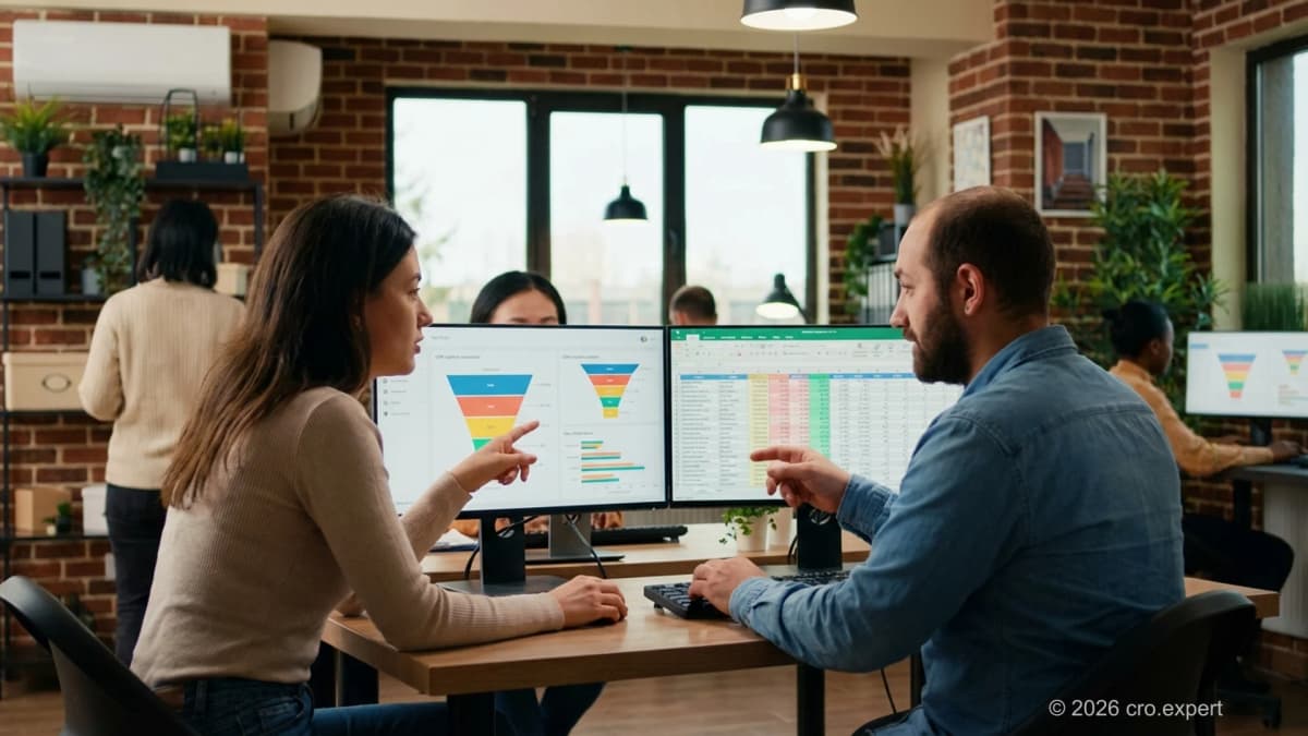 Sales process audit pipeline stage conversion analysis on a laptop screen